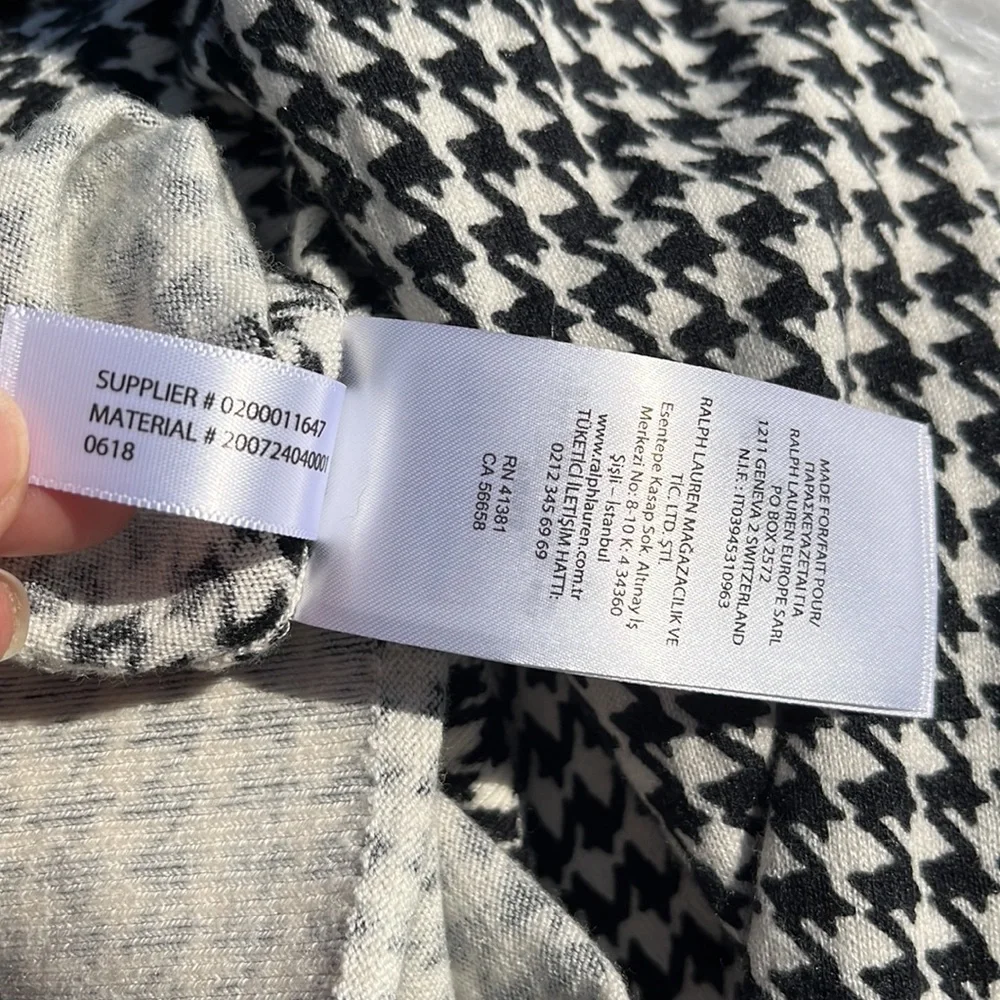 Ralph Lauren Houndstooth Sweater LRL Black White Fine Knit Blouse Women's XS NWT - Picture 11 of 11